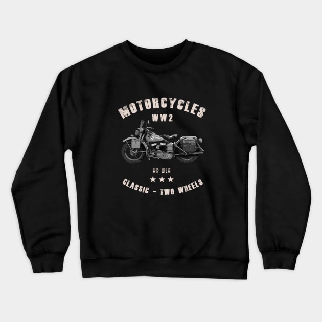 Harley WLA Retro Vintage Motorcycle WW2 Crewneck Sweatshirt by Jose Luiz Filho